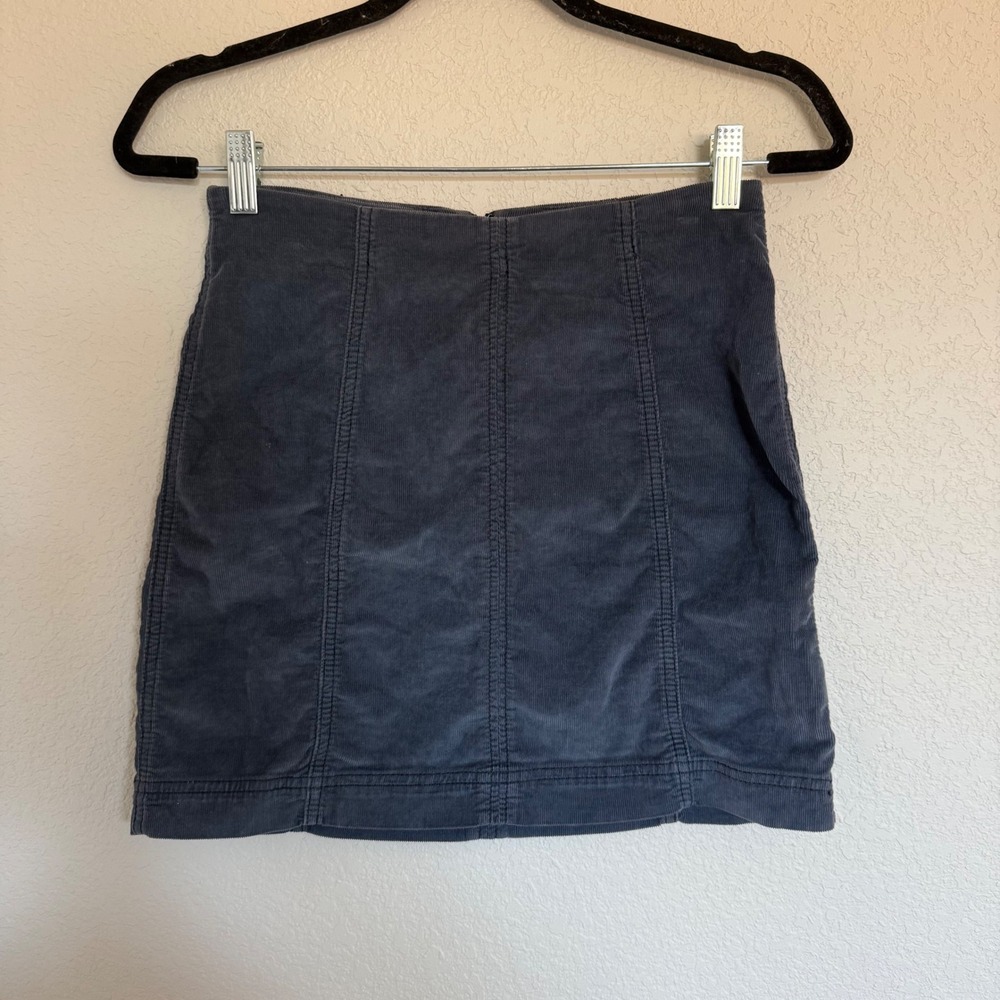 Free People Corduroy Mini Skirt Blue Grey Size 4 High Waist Party Boho Going Out